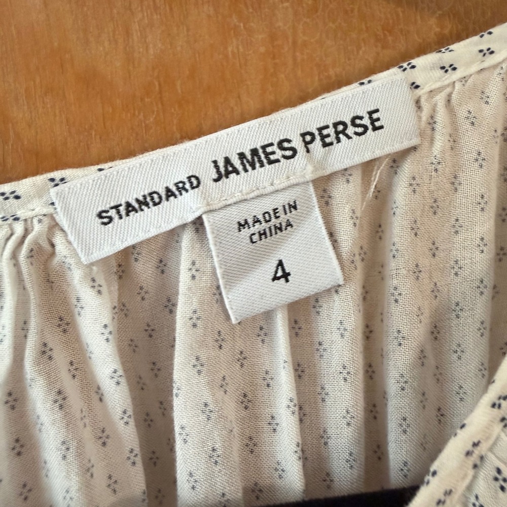 James Perse White Printed Pleated Sleeveless Babydoll Top Size 4 - Picture 12 of 14